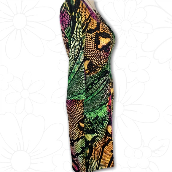 Boston Proper Reptile Print Bodycon Dress - Sz 2 - Picture 6 of 16